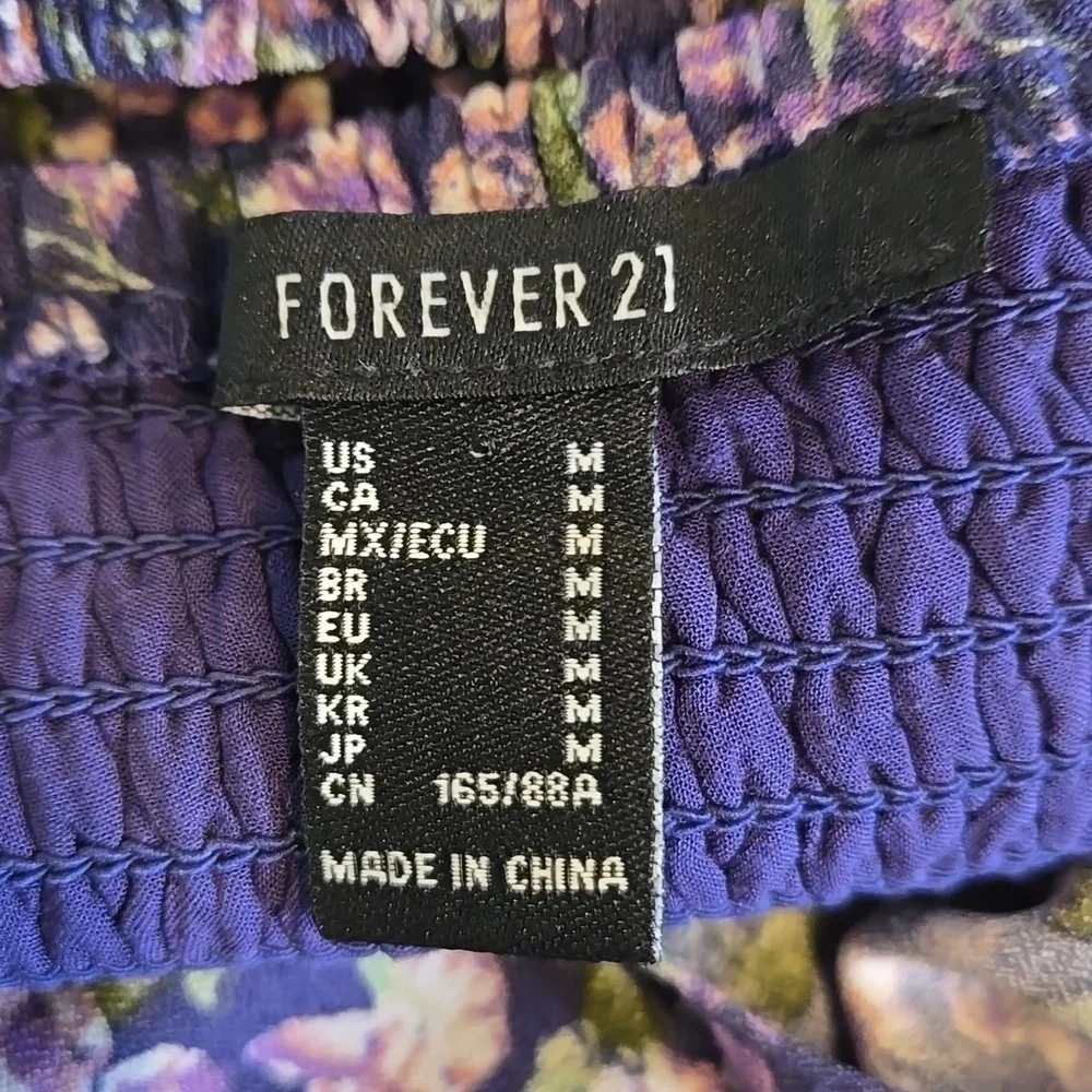 Forever 21 Y2K Purple And Blue Floral Sundress Mini Dress
